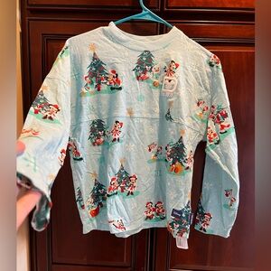 Disney Parks Santa Mickey Friends Blue Christmas Holiday “Spirit Jersey”Youth XL